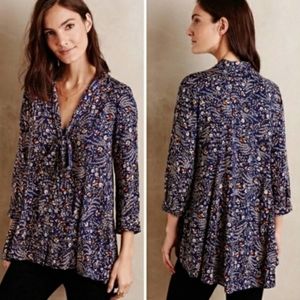 Maeve Floral tie neck top